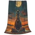 thumbnail image 2 of Pofeuu Sunset Prairie Meditating Horse Print Ultra-Soft Micro Fleece Blanket,for Bed Or Sofa,All Season Throw Blankets Flannel Blanket-80"x60", 2 of 7