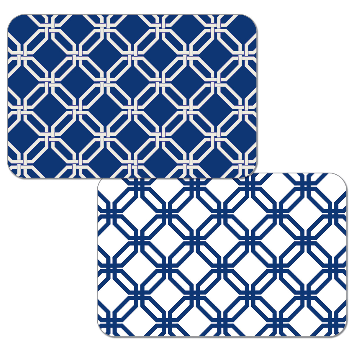 WipeClean Reversible Decofoam Placemats, Blue Lattice, Set of 2, Made