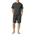 thumbnail image 2 of LANBAOSI Mens Pajama Set Summer Ribbed Knit Lounge Short Set 2-Piece Breathable Soft Sleepwear Set Size L, 2 of 7