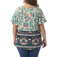 thumbnail image 4 of DARING DIVA Women's Plus Keyhole Ruffle Boho Floral Top 1X Beige, 4 of 6