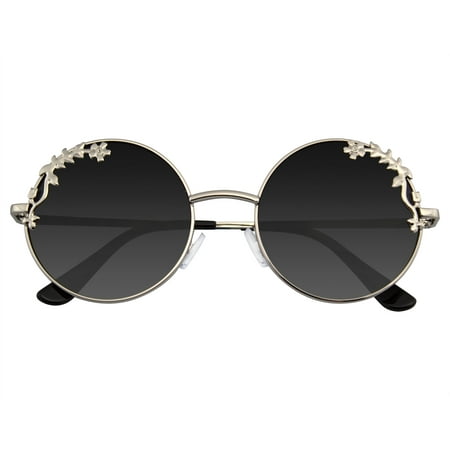 Emblem Eyewear - Womens Flower Floral Boho Round Mirror Sunglasses