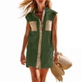 thumbnail image 6 of Bosfbaoi Women's Sleeveless Shirt Dress, Color Block Button Front Mini Dress, Lightweight Breathable Loose Fit Casual Sundress, 6 of 9