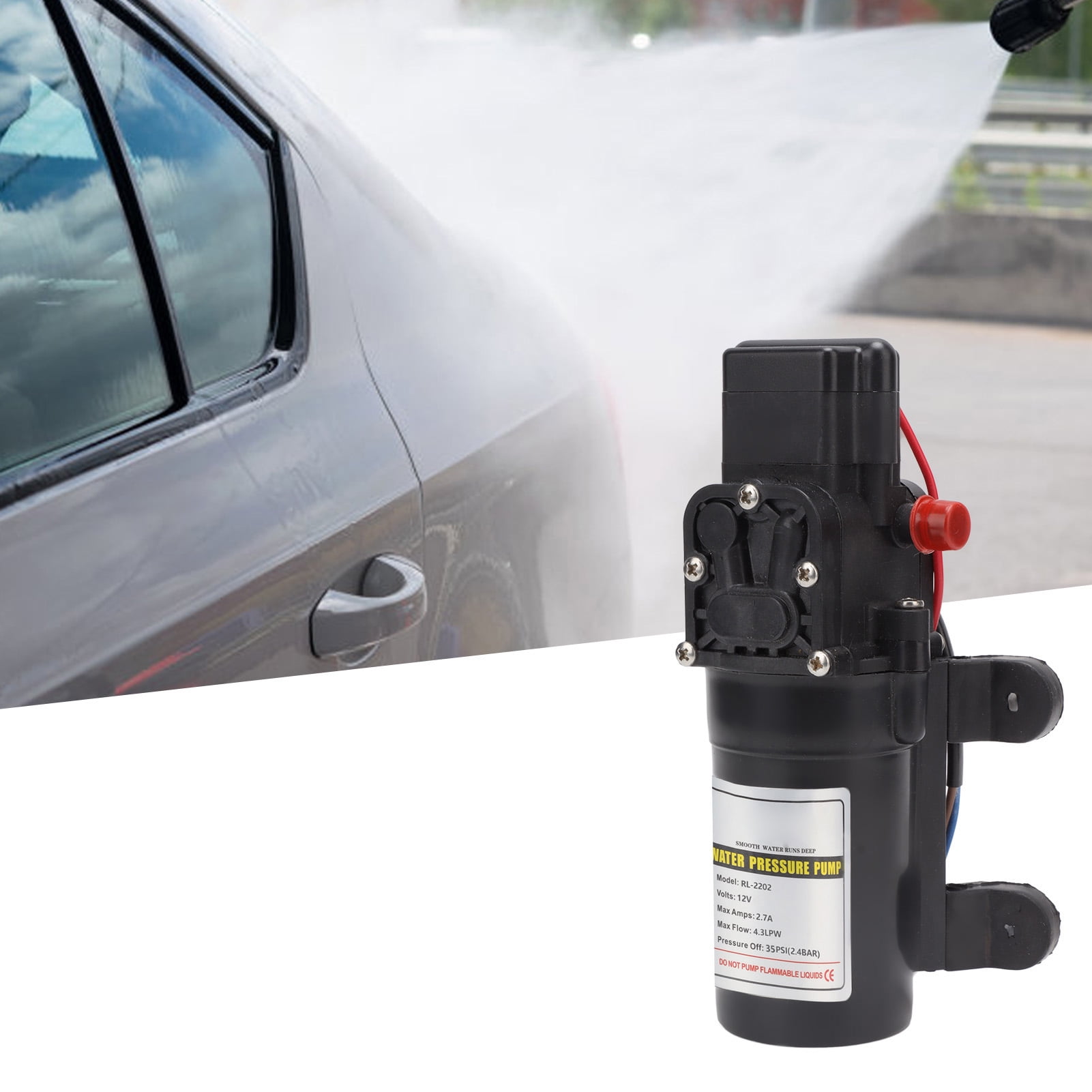 BIMZUC Water Pressure Diaphragm Pump Self Priming High Pressure Outdoor RV Marine Transfer Pump, RL-2202 12V