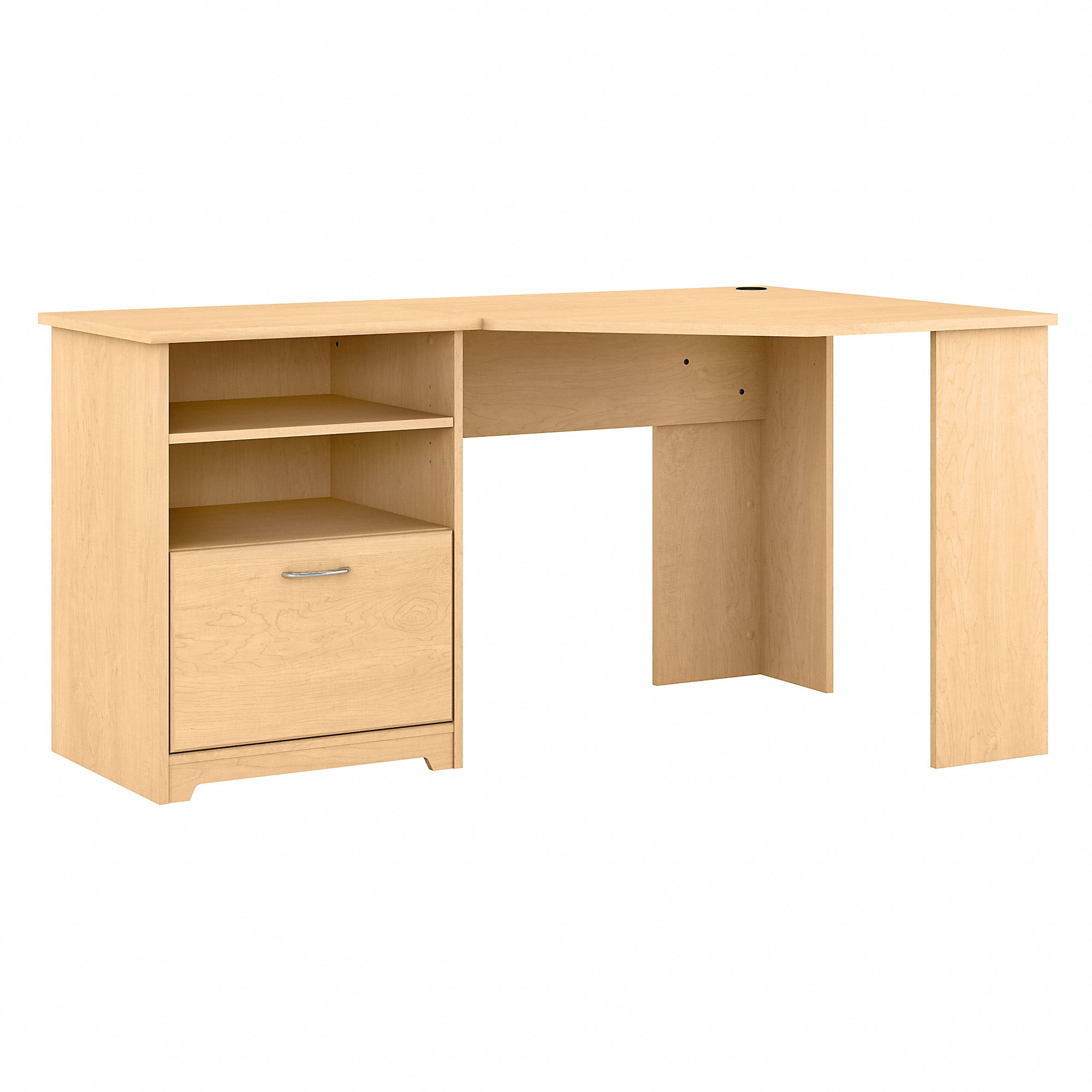 Cabot Modern 60W Corner Desk with File Drawer and Storage Shelves in