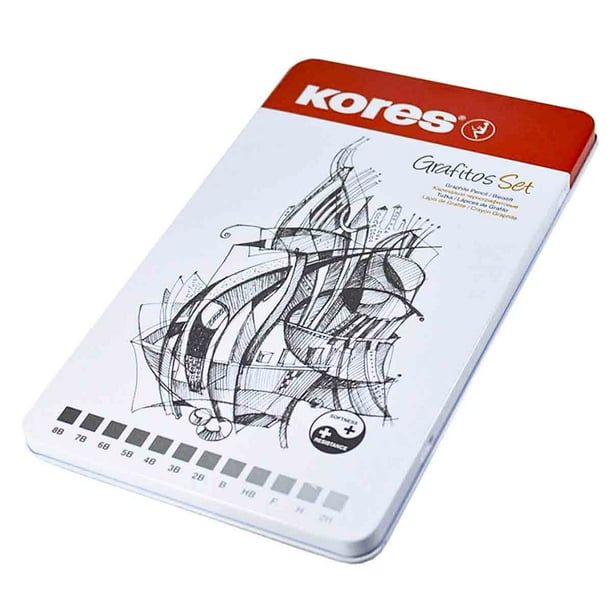 Lapiz De Dibujo Kores Caja metálica Con 12 lápices.