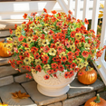 thumbnail image 2 of Scidweet 12 Bundles Fake Fall Flowers, Autumn Artificial Faux Flowers Outdoors Fall Decorations for Home Garden, Yellow Orange, 2 of 13