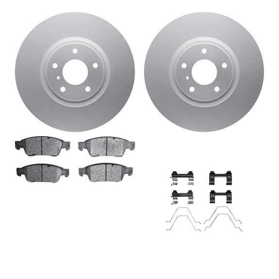 Dynamic Friction Company Front Geospec Brake Rotors with 5000 Euro Ceramic Brake Pads includes Hardware 4612-68004