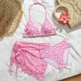 thumbnail image 2 of Nwiuh Girl's 3 Piece Bikini Sets Floral Halter Triangle Bathing Suit with Cover Up (Pink, 9-10 Years), 2 of 6