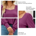 thumbnail image 4 of Top de punto con escote cuadrado, mangas largas abullonadas y puños abotonados para mujer en color rojo rosa XXL, 4 of 5
