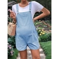 thumbnail image 2 of Women'S Summer Casual Bib Short Overalls Loose Linen Jumpsuit Beach Outfits Travel Vacation Clothes Light Blue L, 2 of 6