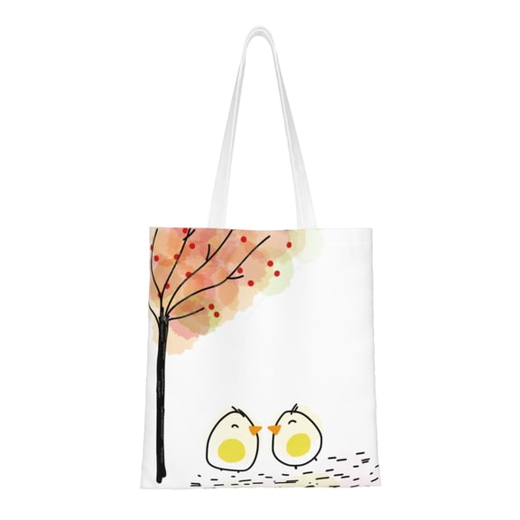 YFYANG Reusable Cotton Canvas Tote Shopping Bag, Funny Watercolor Doodle Washable Portable Grocery Bag for Daily Travel