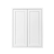 24" Wide 39" Tall 14" Deep Wall Cabinet Snow White Inset Shaker - Double Door