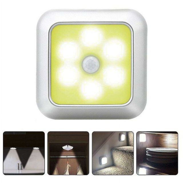 Lámpara de detección de movimiento inalámbrica con carcasa plateada, lámpara inteligente para debajo de gabinetes, LED brillante para cocinas y guarderías (1 unidad)