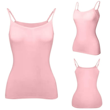 TODOZO Clearance Sale!! Tank Top for Women with Built In Bra 2025 New Women s Summer Tops Tank Top Yoga Gym Sleeveless Camisole Plus Size Underwear with Chest S 6Xl Pink 3Xl