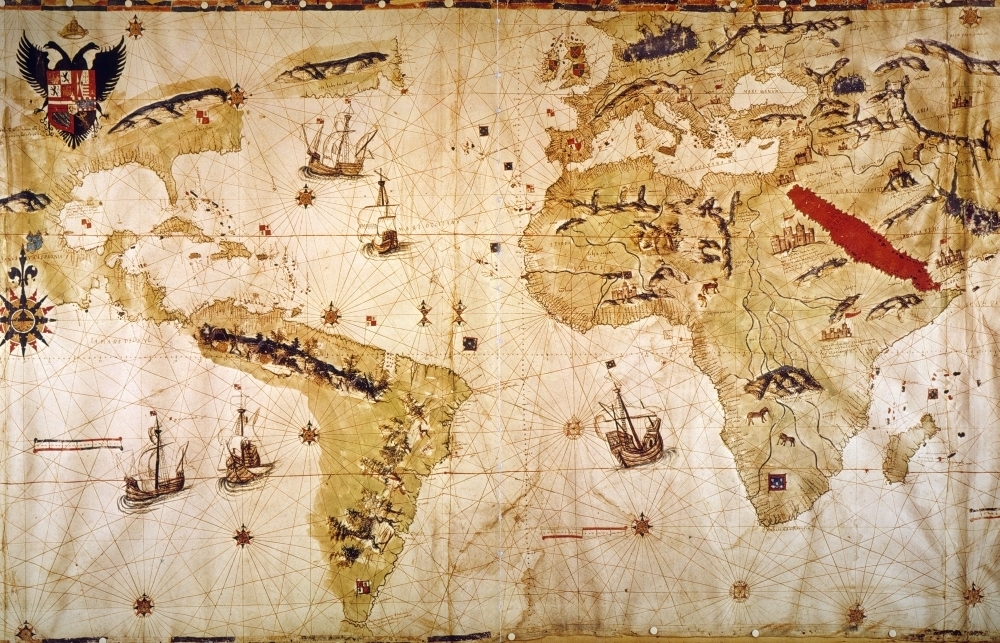 VespucciS World Map 1526 Njuan VespucciS World Map 1526 Rolled Canvas