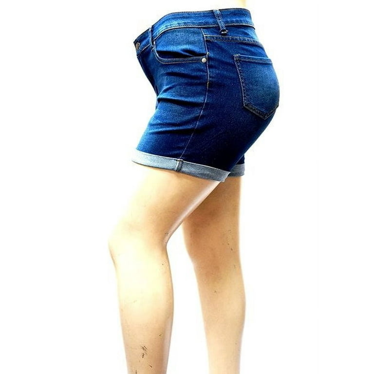 1826 Jeans Women's Plus Size Cuff Rolled Capri Bermuda Short Curvy Denim  Jean - 2799 