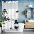 thumbnail image 2 of Traditional Chinese Painting No Hook Shower Curtain with Snap in Liner Black and White Natural Landscape Waterproof Bathroom Shower Curtain with See Through Top Window for Bathtub 36" x 72", 2 of 9