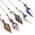 thumbnail image 2 of 7 Chakra Orgone Faceted Cone Pendulum Dowsing Crystal Healing Chips Pendant, 2 of 9