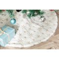 thumbnail image 5 of Plush Christmas tree skirt, 30 inch luxurious snow-white faux fur Christmas tree bottom cushion with golden snowflakes, used for Christmas and New Year family party decoration (gold, 30 inches), 5 of 8