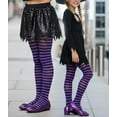 thumbnail image 5 of ToBeInStyle Girl's Striped Opaque Tights - Black/Purple - 1-3 Years, 5 of 7