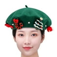 thumbnail image 6 of Abbraccia Christmas Hat Painter Hat Streetwear Headgear Decor Womens French Winter Cap for Holiday Cosplay Vacation Adults Green, 6 of 10