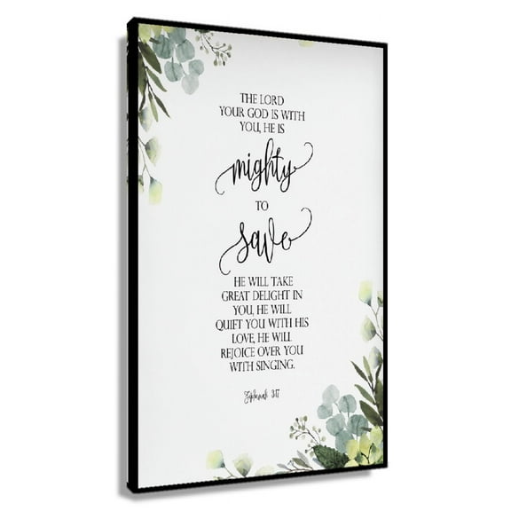 Zephaniah 3 17 Mighty To Save Bible Verse Wall Art, Printable Wall Art, Large Scripture Bible Verse Poster Printing Printed Canvas Pictures