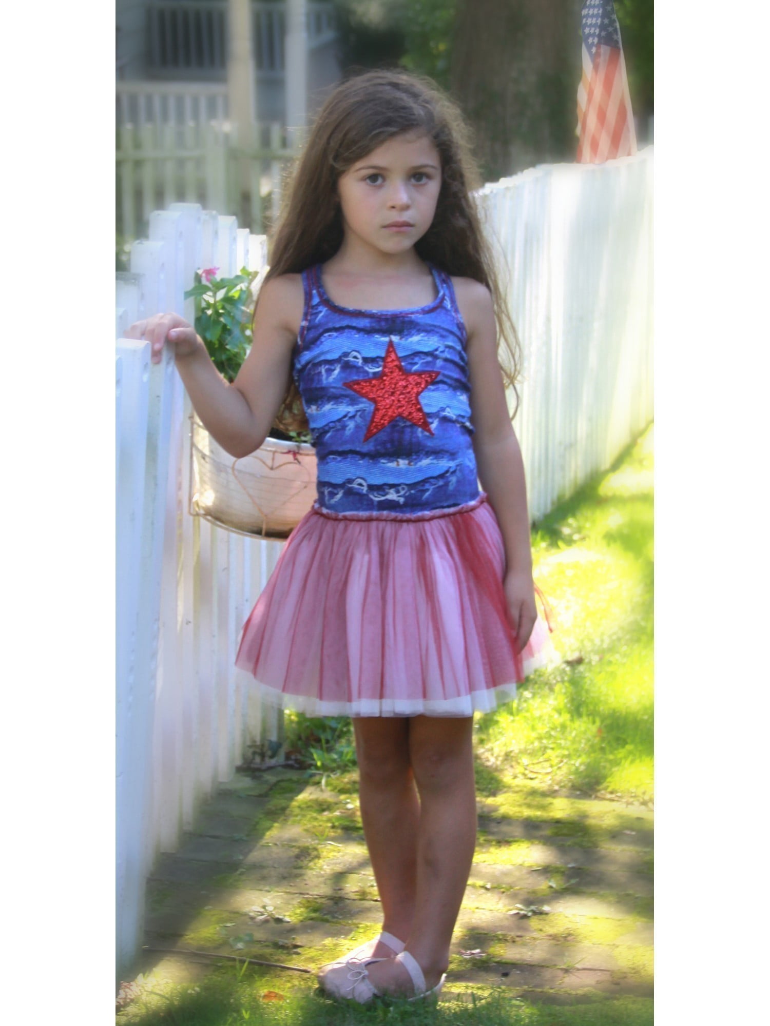 Ooh La La Couture Little Girls Heart Applique Top Tulle Skirt Pink Silver 