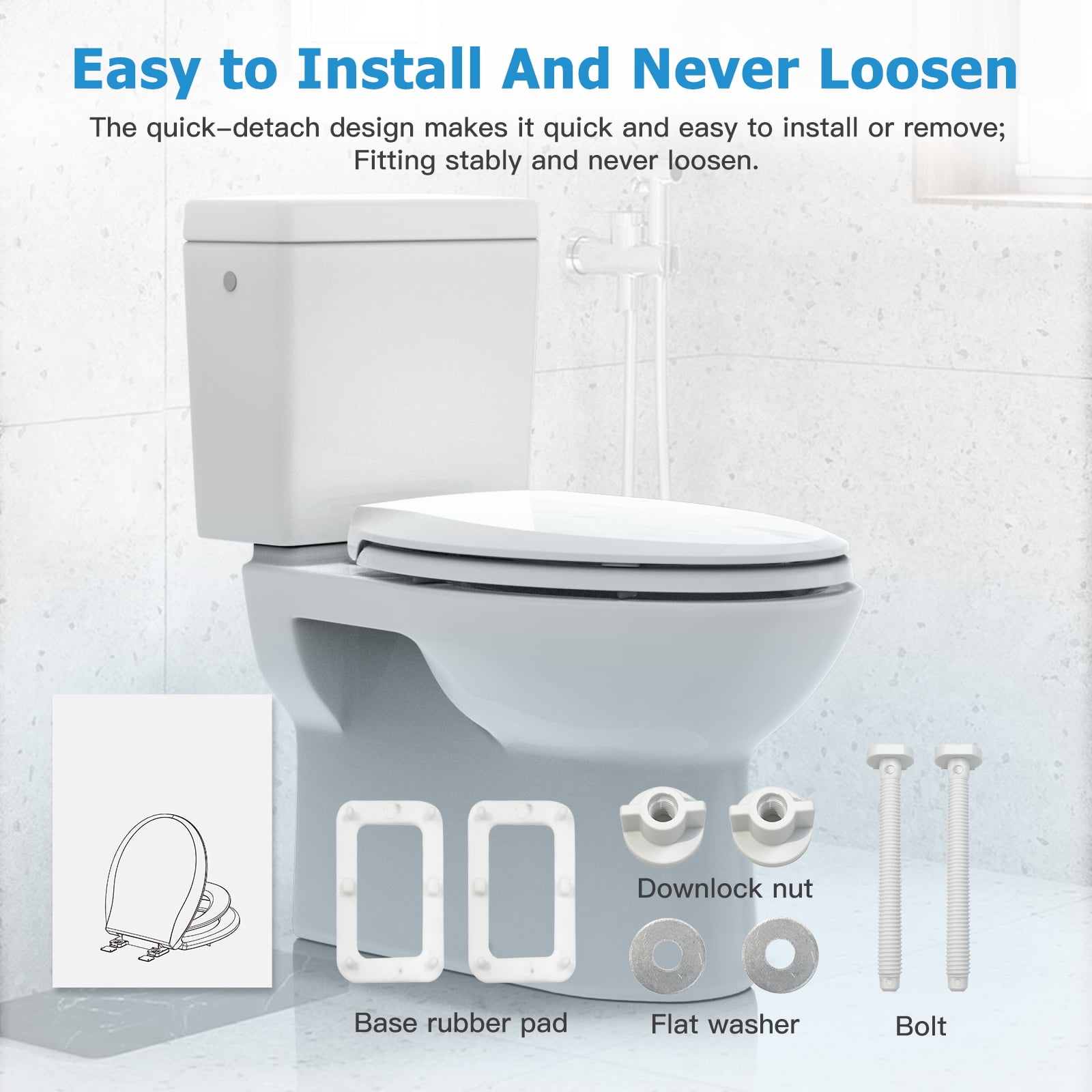 Toilet Seat, Toilet Seat with Toddler Seat Built in, Potty Training Toilet Seat Elongated Fits Both Adult and Child, with Slow Close and Magnets