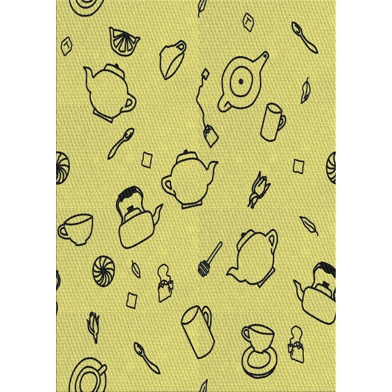 Ahgly Company Indoor Rectangle Patterned Neon Yellow Novelty Area Rugs, 8' x 12'