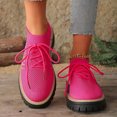 thumbnail image 2 of Womens Shoes,Lace Up Casual Sneakers Breathable Platform Shoes Fashion Athletic Flat Walking Footwear Lightweight Comfortable Everyday Wear,Shoes for Women,Hot Pink,6.5, 2 of 9