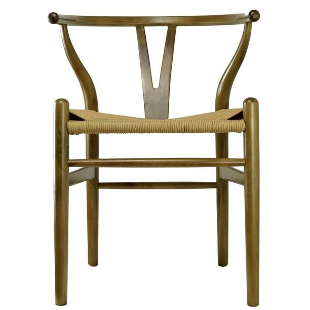 2xhome Walnut Wishbone Wood Armchair With Arms Open Y Back Open Mid Century Modern Contemporary Assembled Chair Dining Woven Seat Brown For Kitchen Living Desk Office Guest Work Home Accent Walmart Com