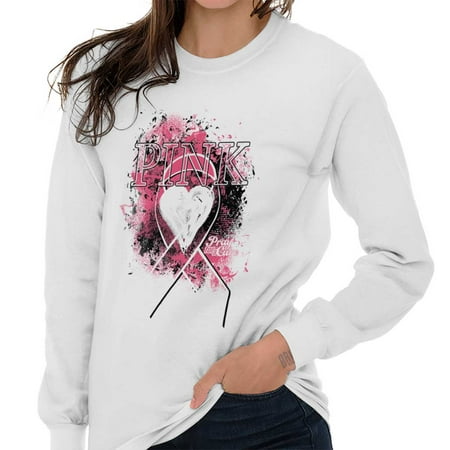 Brisco Brands Pretty Breast Cancer Awareness Ladies Long Sleeve