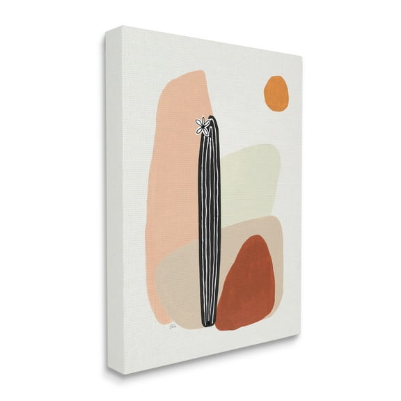 Stupell Industries Brown Terracotta Landscape Desert Cactus Flower Abstract Painting Gallery Wrapped Canvas Art Print Wall Art, 30 x 40