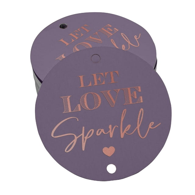 Inkdotpot Étiquette de Bouteille de Mariage Let Love Sparkle Véritable Feuille d'Or Rose Lot de 50
