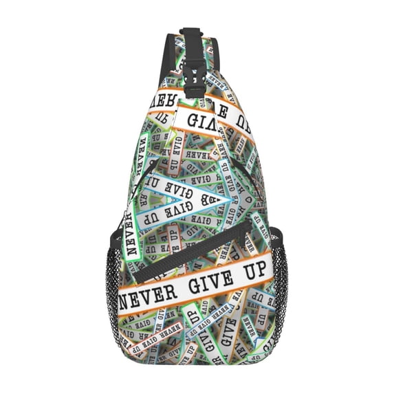 ZICANCN Crossbody Sling Bag for Men Women - No Way to Give Up Casual Shoulder Backpacks for Travel Sport Climbing Runners Daypack