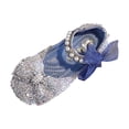 thumbnail image 2 of Girls Sequin Rhinestone Bow Mary Janes, Pearl Strap Princess Dress Shoes for Flower Girl Dresses, Weddings, Birthdays and Performances Blue 3, 2 of 6