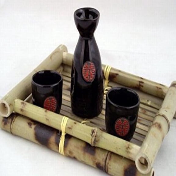 Glazed Ceramic 3 Pcs Japanese Sake Set In Gift Box