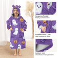 thumbnail image 3 of FORMRS Wearable Blanket Hoodie with Sleeves for Kids Cozy Flannel Sweatshirt, Halloween Purple Ghosts, 3 of 7
