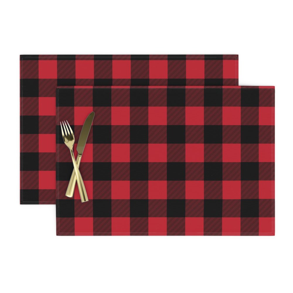 Cloth Placemats Red And Black Plaid Buffalo Check Tartan Trendy Set of