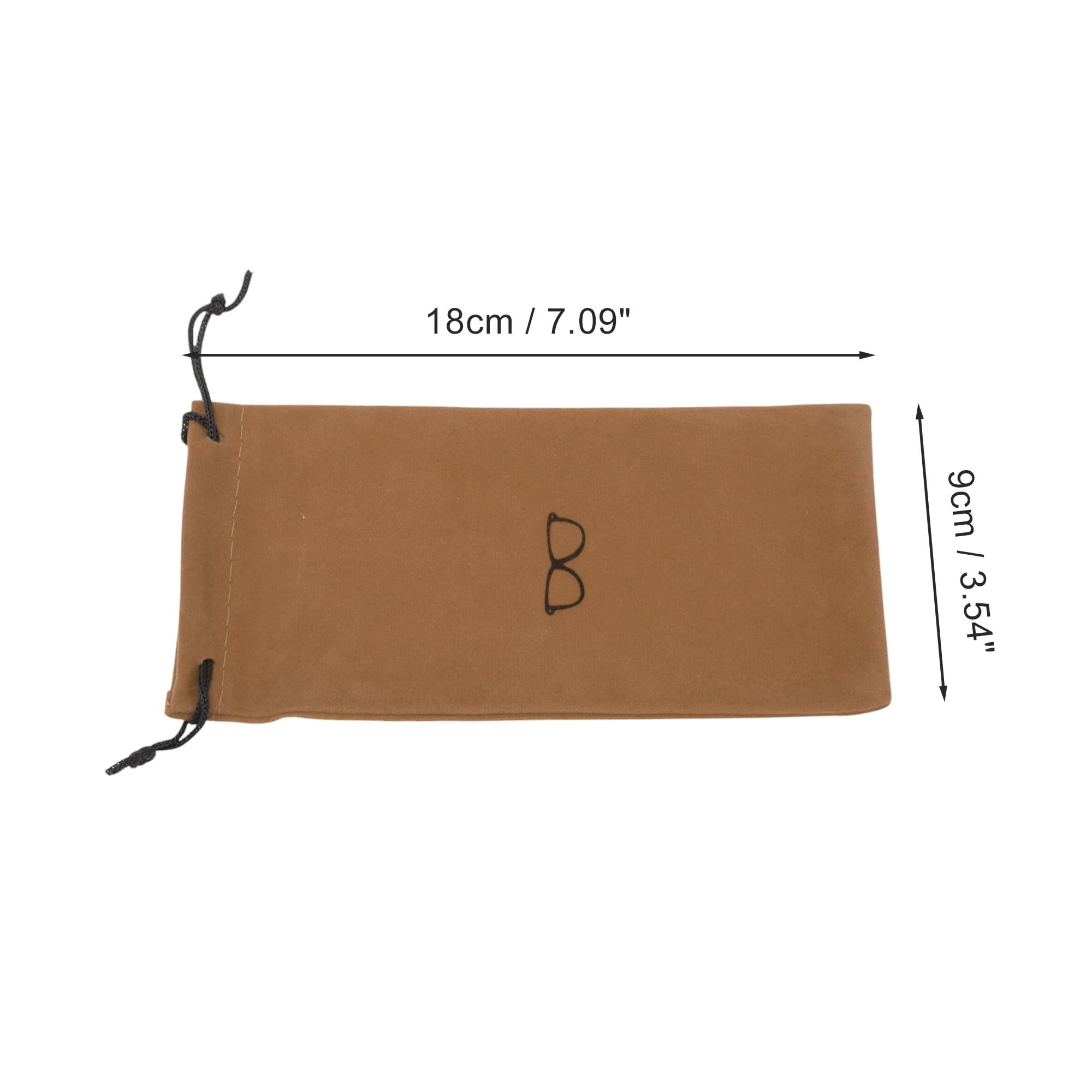 Unique Bargains Flocking Cloth Drawstring Eyeglass Pouch 7.09"x3.54" Light Brown