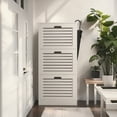 thumbnail image 2 of Shoe Storage Cabinet with 3 Flip Drawers, Wooden Shoe Cabinet for Entryway, Slim Free Standing Shoe Rack for Entryway, Hallway, Living Room, Bedroom (White), 2 of 10