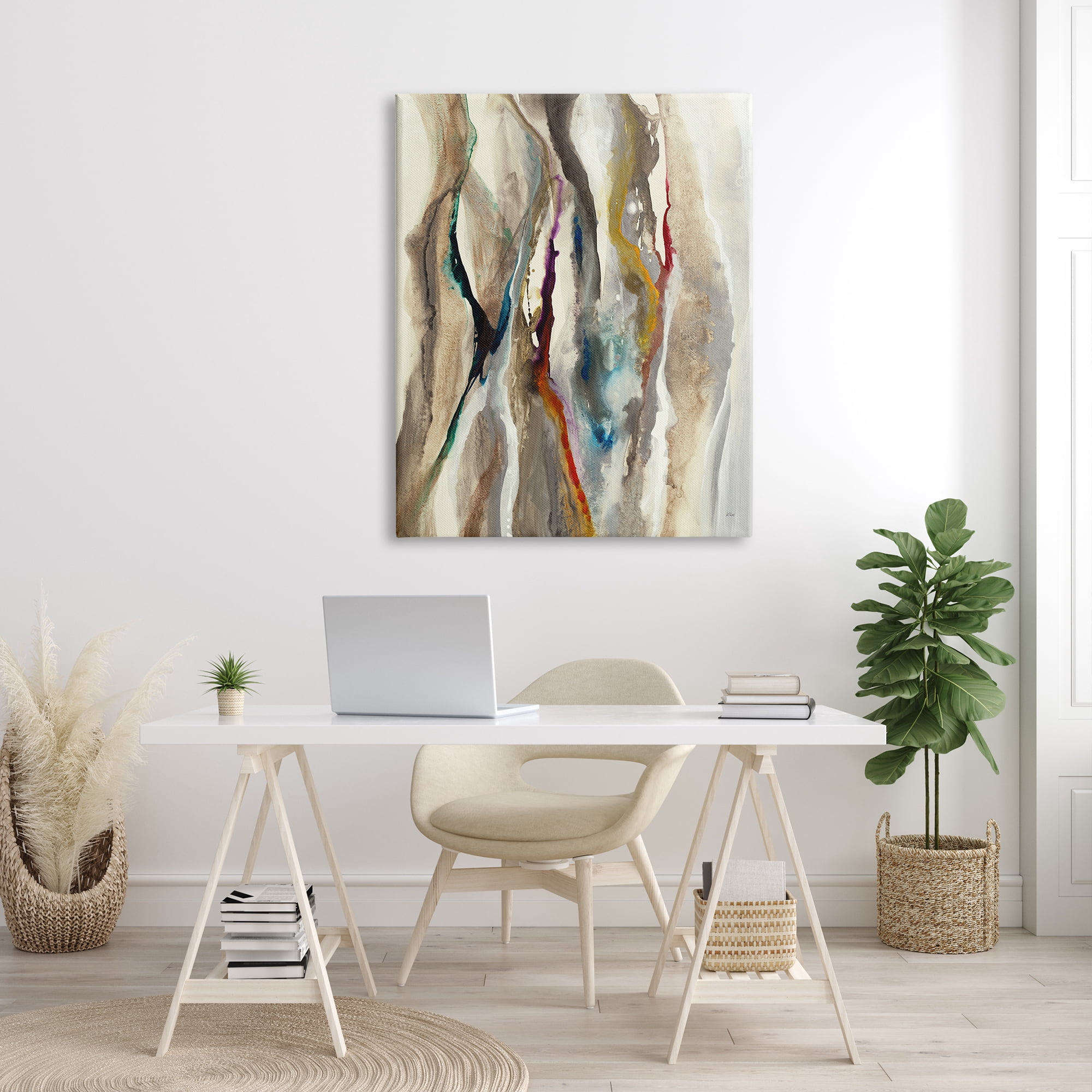 Stupell Industries Murky Abstract Flowing Lines Brown Blue Red, 36 x 48, Designed by K. Nari