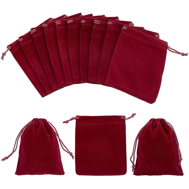 30 bolsas de terciopelo con cordón de 8x10 cm (rojo oscuro), bolsas de regalo rectangulares, bolsas de almacenamiento de joyas, bolsas de dulces, bolsas de joyería para regalos de boda JM MX-0137652FYD