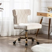 Recaceik Velvet Home Office Chair, Adjustable High Back 360 Degree, Beige