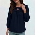 thumbnail image 4 of DxhmoneyHX Womens 3/4 Sleeves Tops 2026 Crew Neck Bow Tie Front Blouse Dressy Casual Top Lightweigh Elegant Loose Ladies Shirts, 4 of 6