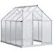 thumbnail image 3 of Outsunny 8' x 6' Aluminum Outdoor Greenhouse, Polycarbonate Walk-in Garden Greenhouse Kit with Adjustable Roof Vent, Rain Gutter and Sliding Door for Winter, Silver, 3 of 15