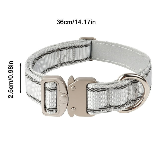 Reflective Nylon Dog Collars Reinforced Heavy Duty Pet Collar With Metal Quick Release Buckle Adjustable For Medium And Large Dogs(28 36cm)1pc