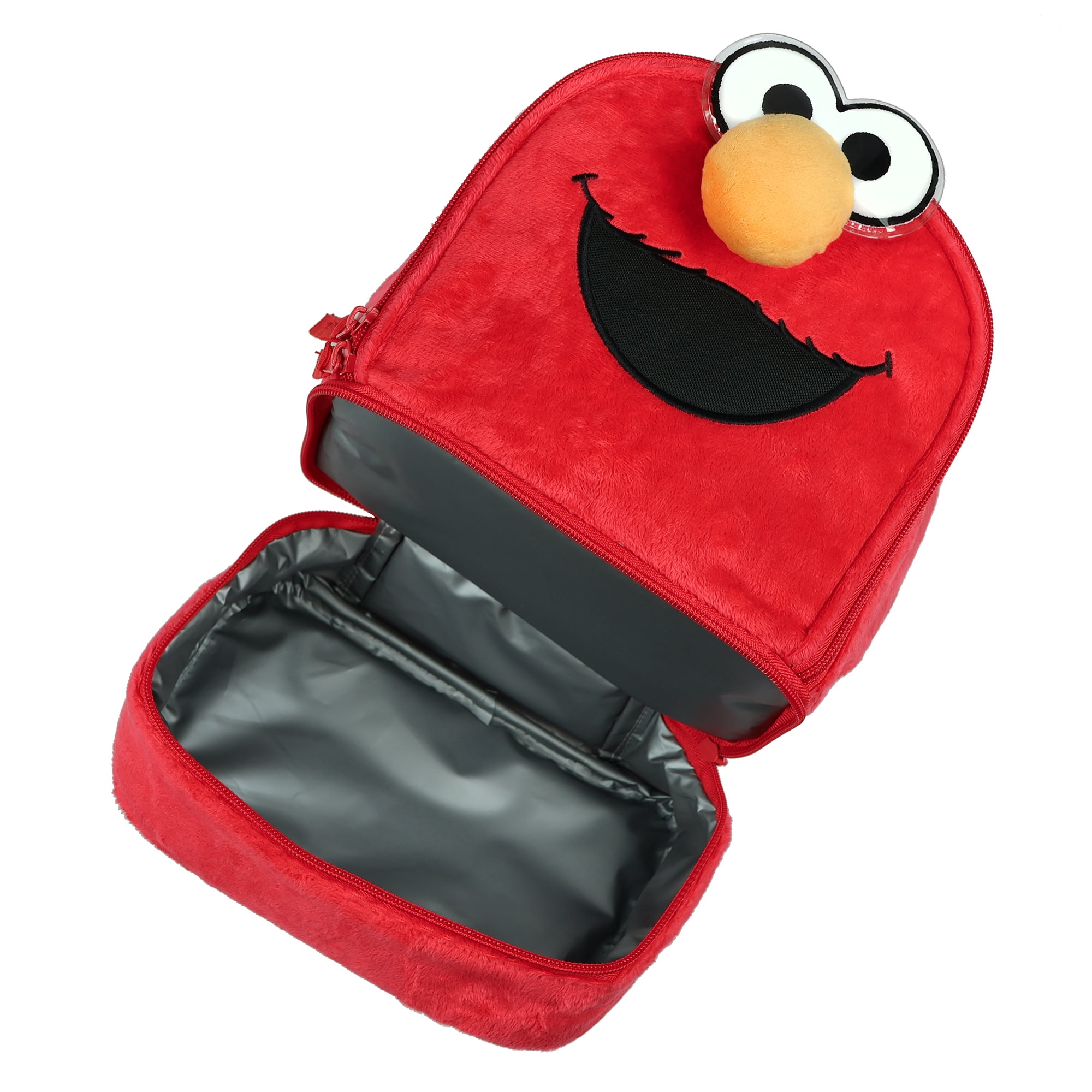 Sesame Street Lunch Bag Plush Elmo Insulated Dual Compartment Tote 10"