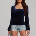 thumbnail image 5 of Oksale Velvet Tops for Women Long Sleeve Elegant Shirts Trendy Square Neck Fall Outfits Fashion Clothing 2026 Blue L, 5 of 6