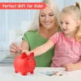 thumbnail image 3 of Piggy Bank with 200 Pcs Gift Tags for Kid & Adult, Cute Coin Bank for Boys & Girls, Children's Plastic Shatterproof Money Bank, Toys Gifts Savings Jar (Red, Medium Size), 3 of 8